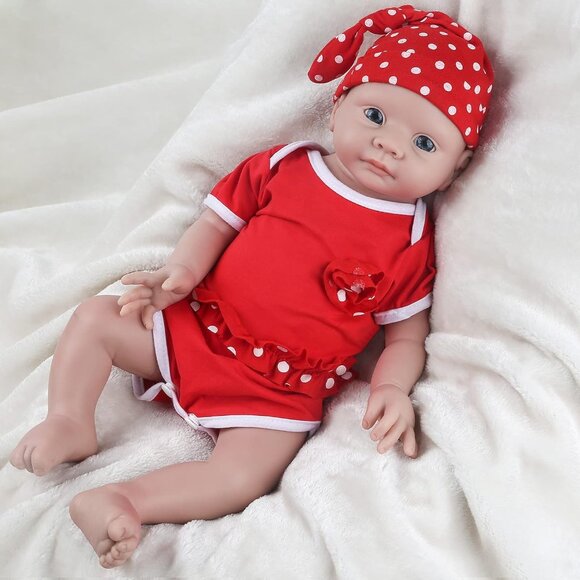 🆕19Inch Full Platinum Silicone Reborn Baby Dolls Open Eyes Girl with Doll Cloth - Picture 3 of 6